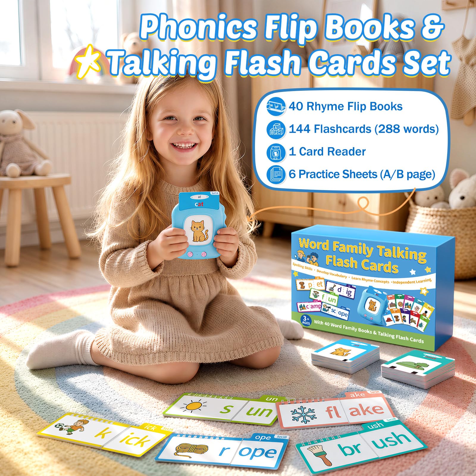 Amazon.com: Sinoome Word Family Phonics Flip Book & Talking Flash